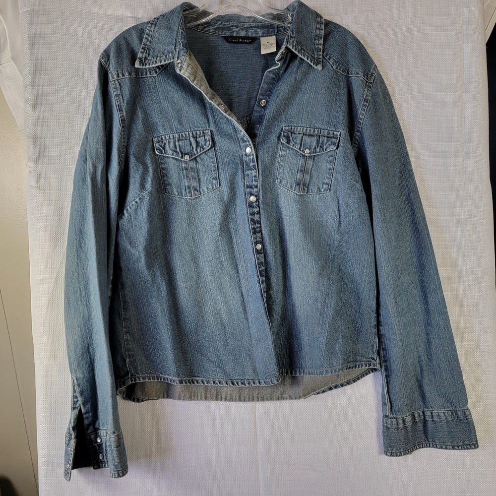 Fresh  Wear Vintage Style Denim Button-Down Shirt Women's XL